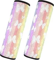 Car Seat Belt Pads 2 Piecing Soft Auto Seatbelt Shoulder Pad Camera Bag Strap Cover Car Accessories for Adults Youth Kids S Butterflies Rainbow Colorful