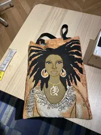 在飛比找樂天市場購物網優惠-35X45cm 非洲女人 提花購物袋文藝創意帆布包環保袋