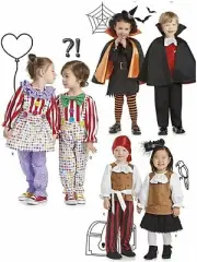 Simplicity Sewing Pattern 8727 Costumes Clown Witch Pirate Vampire Toddlers Size