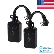 2 Pack Outdoor Smart WiFi Plug HBN Heavy Duty Wi-Fi Timer with 1 Grounded Outlet