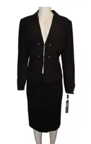 Tahari Levine Women's Suit Blazer Skirt Polka Dot Black Plus Size US 16 XL NWT