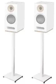 Pair 37” Steel White Stands For Jamo S 803 Bookshelf Speakers