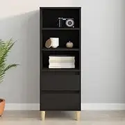 Generic Highboard Black 40x36x110 cm Engineered Wood,Furniture,Cabinets & Storage,Buffets & Sideboards