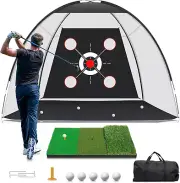 Golf Net, Golf Practice Net with Golf Mat, Golf Hitting Aid Nets 10X7Ft for Back