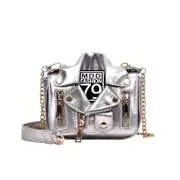 Nevenka Women Chain Strap Shoulder Bag Unique Cute Jacket Leather Handbags-Silver