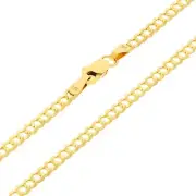 Solid 14K Yellow Gold 2.5mm Cuban Curb Chain Link Mens Necklace Italian Made 28"