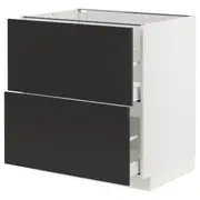 METOD / MAXIMERA base cb 2 fronts/2 high drawers, white/Nickebo matt anthracite, 80x60x80 cm