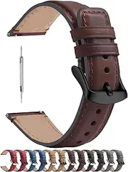 [Fullmosa] Burnished Leather Watch Band 22mm 20mm 18mm, Quick Release Watch Strap Replacement Square Tail Smart Watch Bands for Men and Women
