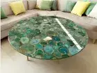 Round Green Agate Stone Coffee Table Counter Bar Table Patio Side Table Decorate