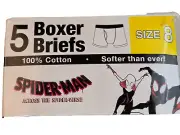 Marvel Spider-Man Soft Cotton Briefs Underwear 5 Pack Boys Size 8 NEW (50-67 lb)
