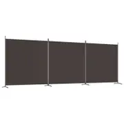 vidaXL 3-Panel Room Divider Brown Fabric Privacy Screen Room Separator Folding