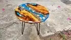 Sea Shells Coffee Table / Round Coffee Table Handcrafted Epoxy Live Edge Decor