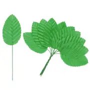 200Pcs Artificial Silk Leaf, Faux Wire Single Leaves, Fake Flower Light Green