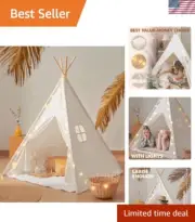Teepee Tent for Kids, 100% Cotton Play Tent with Padded Mat and Star Lights, ...
