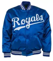 MLB Kansas City Royals Blue Starter Satin Bomber Jacket Mens