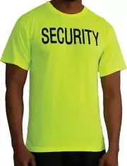Safety Green 2-Sided SECURITY T-Shirt Comfortable Hi Vis Neon Short Sleeve Tee