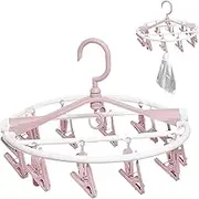 Clothes Drying Hanger – PP Foldable Sock Hanging with Clips & Swivel Hook | Oval Sock Dryer Space-Saving Design | Cloth Drying Hanging Rack Ideal for Laundry Rooms, Bathrooms & Small Spaces