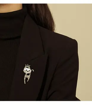 CAROMAY皇冠貓咪胸針女毛衣別針大衣西裝領針可愛創意扣針裝飾品