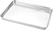 TOPPERFUN Stainless Steel Baking Pan for Oven Baking Tray for Cookies Cakes Bread Roasting Vegetables Sturdy Reusable Bakeware Tool
