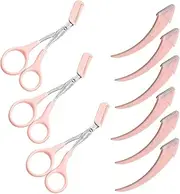 9Pcs Eyebrow Trimmer Scissors Set Eyebrow Scissors with Comb Eyebrow Razor Eyebrow Grooming Beauty Tool for Men Women (Pink)