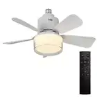 Ceiling Fan Light LED Light Fan Dimmable 5 Blades with Lampshade for Home Office