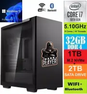 Intel i7 5.10GHz 32GB RAM RX580-8GB GPU 1TB M.2 + 2TB Gaming PC WIFI BT WIN 11