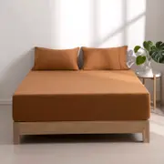 Dreamaker Superfine Washed Microfibre Combo Fitted Sheet Set Rust Double Bed