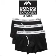Bonds Mens Guyfront Trunk Stretchy Cotton Seam free Sides Elastic 3 Pack MZ963N