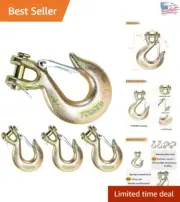 Safety Latch Clevis Slip Hook 4Pack - Corrosion-Resistant Chain Hooks for Towing