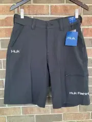 NWT Huk Next Level 10.5” Black Shorts Sz Small Fishing Zipper Pockets Cargo