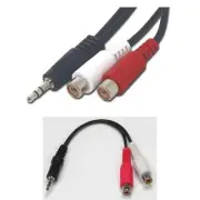 Lot10 6"in 1/8"(3.5mm) Stereo Male~Dual RCA Female Audio Adapter Cable/Cord/Wire