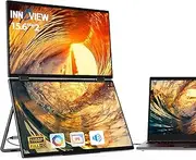 InnoView Laptop Screen Extender 15.6"" Dual Monitors Stacked Folding Triple Monitor (Wins/Mac) 1080P Triple Portable Monitor for Laptop 90°/180° Automatic Rotation Black, INVPM009-02B