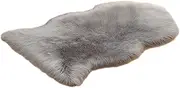 Soft and Comfortable Faux Lambskin Rug Multiple Colors Available Machine Washable Polyester Bedroom Carpet Longhair Faux, Light Grey