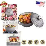 Light Gray Enameled Cast Iron Dutch Oven, 6 Quart - Oven Safe & Stylish Cooking