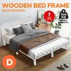 Bed Frame Double Size Mattress Base Platform Square Headboard Bedroom Bed White