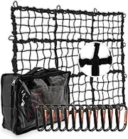 TKKEUEP 4' x 6' Cargo Net for Pickup Truck Bed,Trailer,Car,SUV Stretches to 8' x 12',Roof Rack Cargo Net, Latex Bungee Nets with 12 Metal Carabiners, Truck Bed Accessories