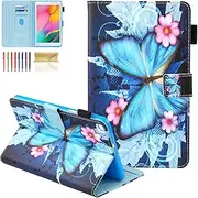 [Dteck] Galaxy Tab A 8.0 2019 Case T290 T295, Folio Protective Multiple Viewing Angles Stand Cover for Samsung Galaxy Tab A 8.0 2019 Without S Pen Model (SM-T290 Wi-Fi, SM-T295 LTE), Blue Butterfly