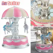 Vintage Horse Carousel Birthday Gifts Kids Child Music Toy Musical Box Clockwork