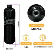 TUXING 4500Psi Pcp Carbon Fiber Tank,1.5L High Pressure Composite Cylinder