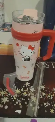 Hello Kitty Tumbler Insulated Cup With Handle Portable Straw Hot Cold 1200ml