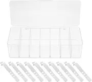 cabilock Cable Management Box Set- Clear Cord Storage Organizer with 10 Wire Ties, Separated Charger Cable Storage Container Electronics Organizer for Office Home Desk