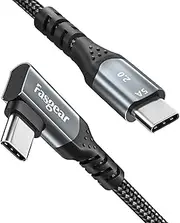 Fasgear USB C to USB-C Cable 3m/10ft Right Angle 90 Degree 100W PD Fast Charge Type C 2.0 Cable Compatible with MacBook Pro iPad Air 2021 Galaxy S21 S10 Huawei P40 Lenovo ThinkPad XPS HP Black