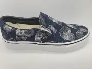 VANS Classic Slip On Wireframe Skull Black Canvas Sneakers Mens Size 5.5/ W 7