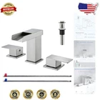 Premium 8-Inch Waterfall Bath Faucet - Modern Brushed Finish with Drain Included