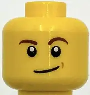 Lego New Yellow Minifigure Head White Pupils Lopsided Lopsided Smile Part
