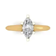 14K Yellow Gold Solitaire Promise Ring, 1 ct Marquise Cut Simulated Diamond