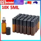 10X 5ml Roller Rollerball Perfume Essential Oil Roll On Ball Amber Glass Bottles