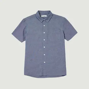 Hang Ten 男裝青年布休閒短袖襯衫(藍)