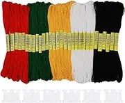 Cldamecy 30 Skeins Embroidery Thread,Black White Red Green Golden Embroidery Floss for Cross Stitch and DIY Art Craft,Friendship Bracelets String,with 12 PCS Floss Bobbins