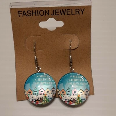 MERRY CHRISTMAS #2 Double sided Pendant Charm Dangle Earrings / hooks